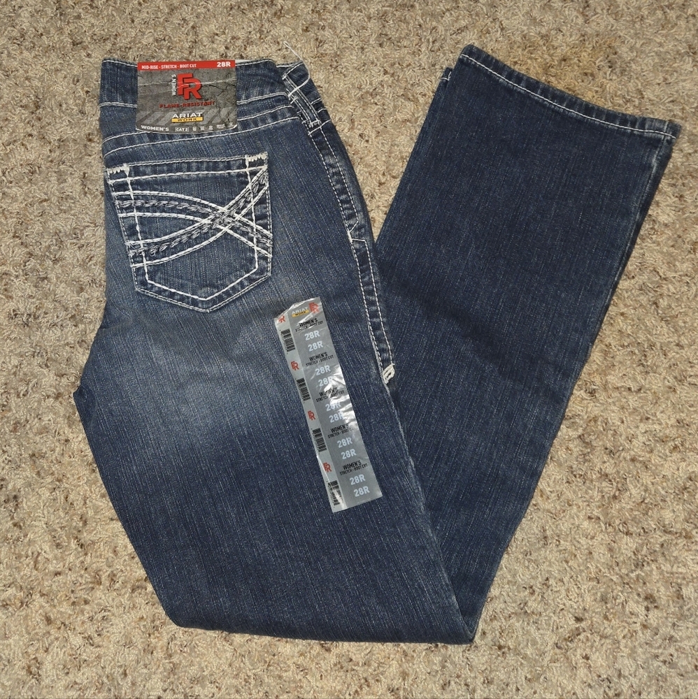 Ariat Women's FR Dark Blue Boot Cut Jeans 28R